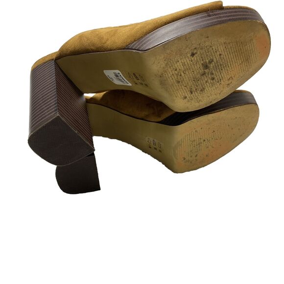 Express Women Platform Heel Sandal Size 9.5 Brown Slip On Sky High Slide 90s Y2K - Picture 4 of 10